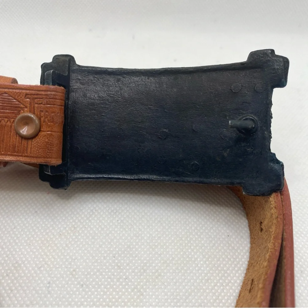Vintage Leather Disney Davy Crockett  Belt & Buckle